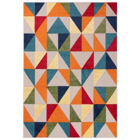 Dywan Zewnętrzny / Wewnętrzny Płaskotkany Aventura EC96A prostokąt Mazovia 140x 200 cm kolorowy motyw geometryczny 1 szt.