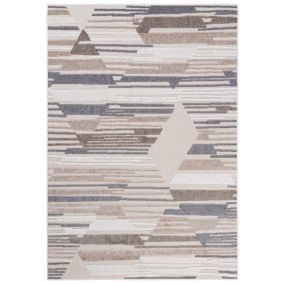 Dywan Zewnętrzny / Wewnętrzny Płaskotkany Aventura ED04C prostokąt Mazovia 120x 170 cm beżowy, kremowy motyw geometryczny 1 szt.