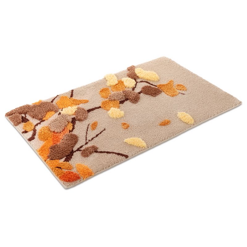 Dywanik łazienkowy Shaggy 3D Gaia e-floor 50x80 cm roślinny beżowy 1 szt