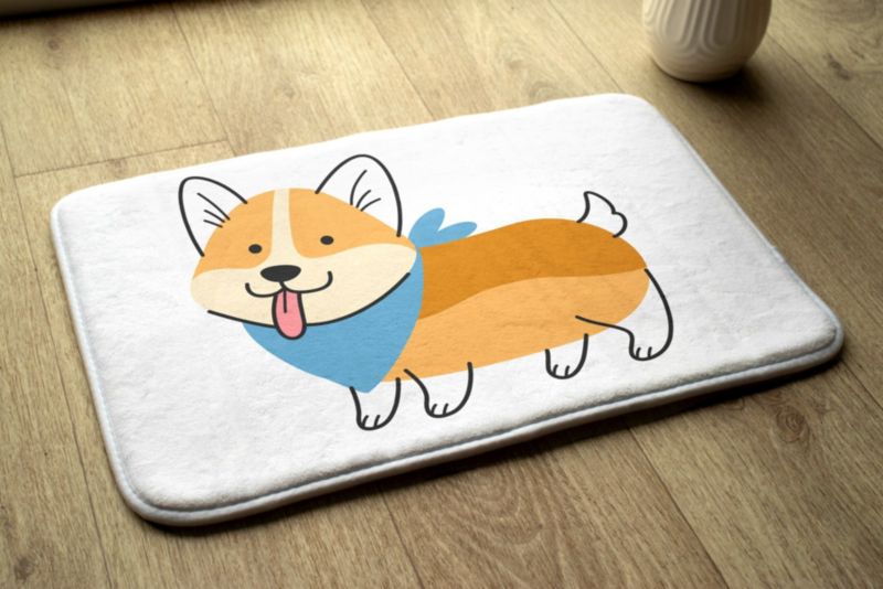 Dywanik łazienkowy Tulup 75x45cm Pies Shiba Inu Poliester Antypoślizgowy 1 szt.