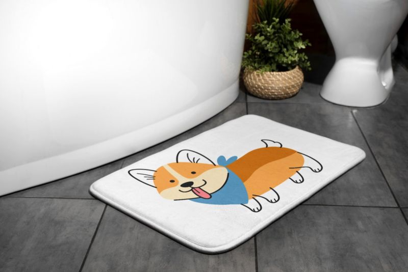 Dywanik łazienkowy Tulup 75x45cm Pies Shiba Inu Poliester Antypoślizgowy 1 szt.