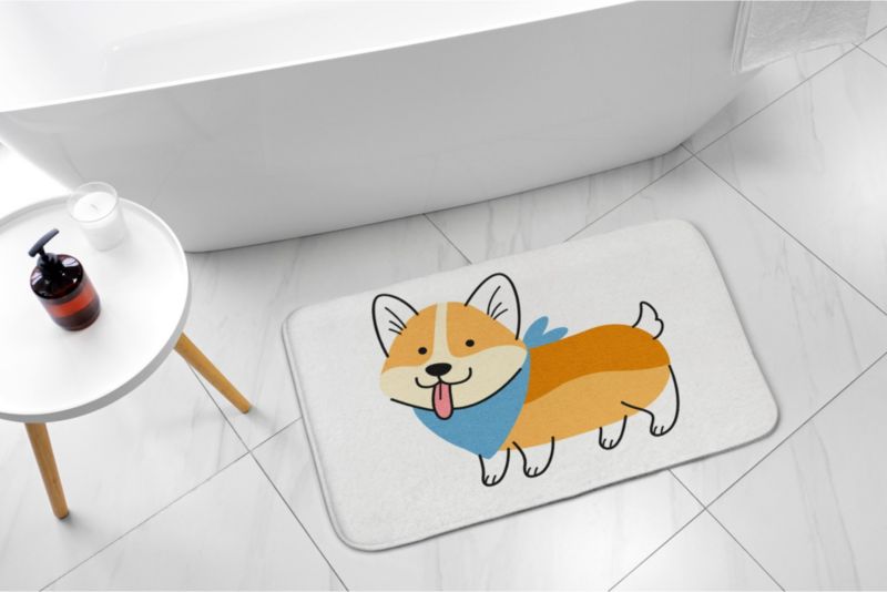 Dywanik łazienkowy Tulup 75x45cm Pies Shiba Inu Poliester Antypoślizgowy 1 szt.
