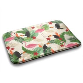 Dywanik łazienkowy Tulup 75x45cm Ptaki Flamingi Poliester Szybkoschnący 1 szt.