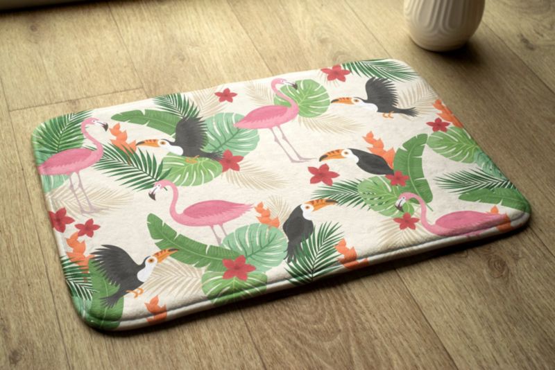 Dywanik łazienkowy Tulup 75x45cm Ptaki Flamingi Poliester Szybkoschnący 1 szt.