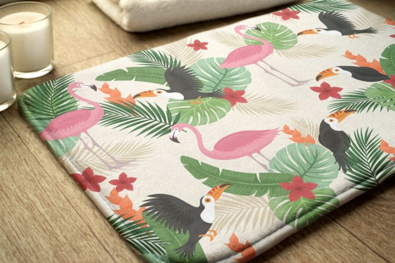 Dywanik łazienkowy Tulup 75x45cm Ptaki Flamingi Poliester Szybkoschnący 1 szt.