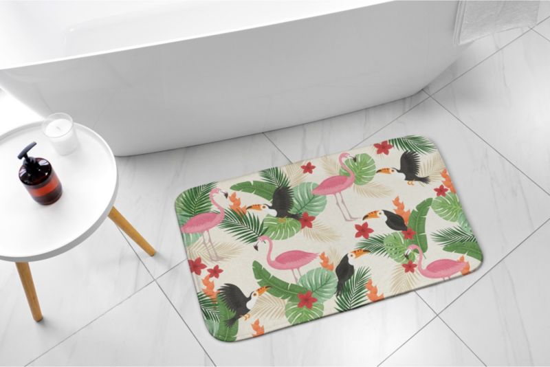 Dywanik łazienkowy Tulup 75x45cm Ptaki Flamingi Poliester Szybkoschnący 1 szt.
