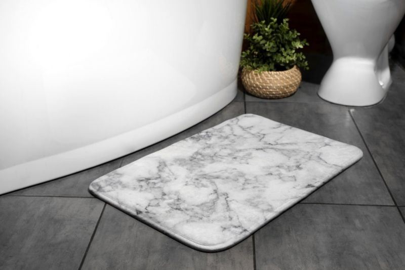 Dywanik łazienkowy Tulup 90x60cm Biały marmur Mikrofibra Wodoodporny 1 szt.