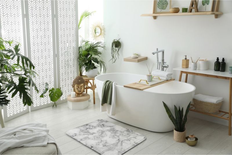 Dywanik łazienkowy Tulup 90x60cm Biały marmur Mikrofibra Wodoodporny 1 szt.