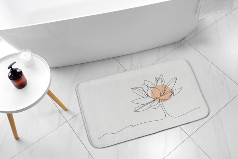 Dywanik łazienkowy Tulup 90x60cm Lilia wodna Poliester Antypoślizgowy 1 szt.