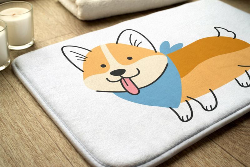 Dywanik łazienkowy Tulup 90x60cm Pies Shiba Inu Poliester Antypoślizgowy 1 szt.