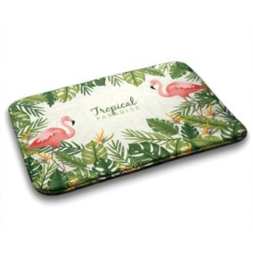 Dywanik łazienkowy Tulup 90x60cm Ptaki Flamingi Mikrofibra Antypoślizgowy 1 szt.