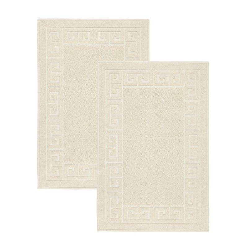 Dywanik bawełniany e-floor 50x80 cm Lino antypoślizgowy egipski do prania pokoju łazienki Grecki beżowy zestaw 2 szt
