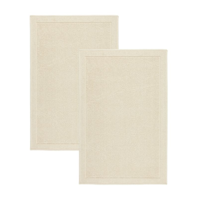 Dywanik bawełniany e-floor 50x80 cm Lino antypoślizgowy egipski do prania pokoju łazienki Ramka beżowy zestaw 2 szt