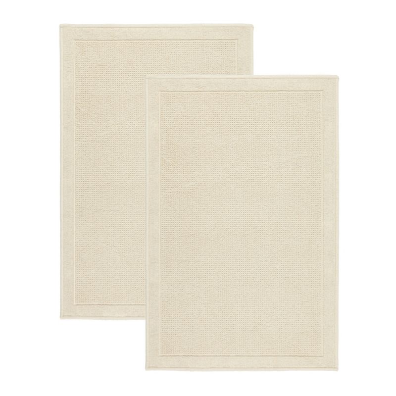 Dywanik bawełniany e-floor 60x90 cm Lino antypoślizgowy egipski do prania pokoju łazienki Ramka beżowy zestaw 2 szt