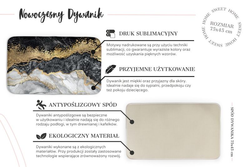 Dywanik dla dzieci Tulup 75x45cm Misie i kwiaty Miękki i antypoślizgowy 1 szt.