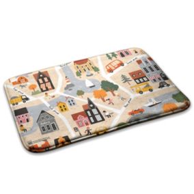 Dywanik dla dzieci Tulup 90x60cm Mapa miasta Miękki i antypoślizgowy 1 szt.