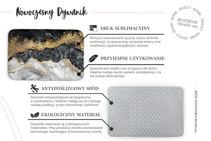 Dywanik dla dzieci Tulup 90x60cm Urocze dinozaury Miękki i antypoślizgowy 1 szt.