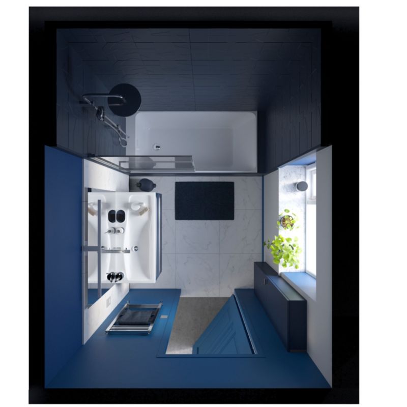 Dywanik łazienkowy GoodHome Koros 50 x 80 cm granatowy