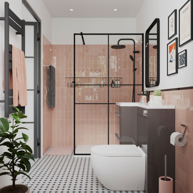 Dywanik łazienkowy GoodHome Koros 50 x 80 cm róż pudrowy