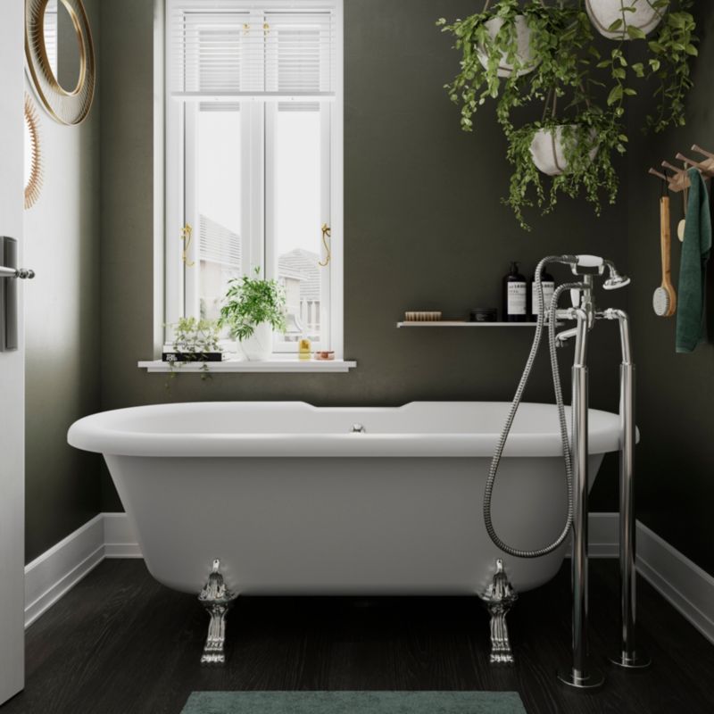 Dywanik łazienkowy GoodHome Koros 50 x 80 cm zielony/szary