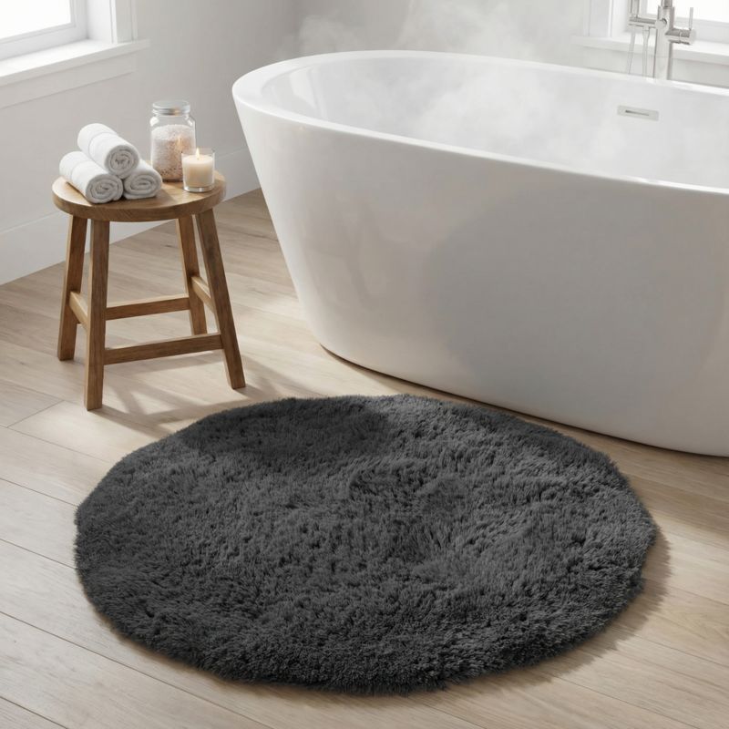 Dywanik łazienkowy GoodHome Sedna okrągły 70 cm antracyt