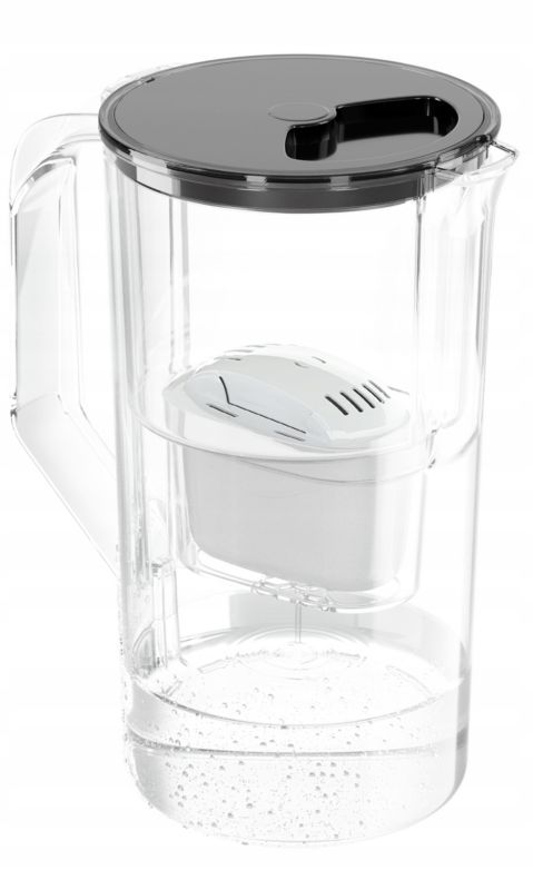 Dzbanek filtrujący wodę, AquaFloow J-MAXI, plastikowy, 2.5l, czarny + 5x filtr wody AquaFloow Maxi, zestaw, 6szt