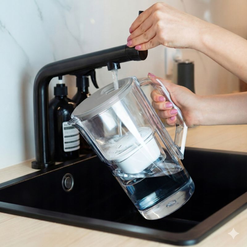 Dzbanek filtrujący wodę, AquaFloow J-MAXI, plastikowy, 2.5l, szary + 3x filtr wody AquaFloow Maxi, zestaw, 4szt