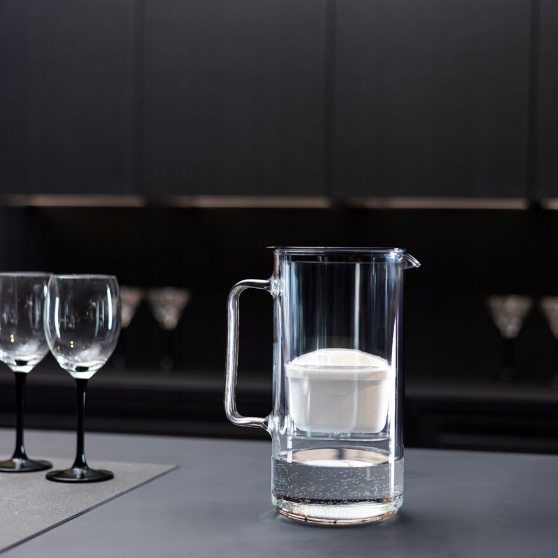 Dzbanek filtrujący wodę, Wessper D4 BOROSILICATE, szklany, licznik LED, 2 l, zestaw z 1 filtrem Aquamax, czarny, 2szt