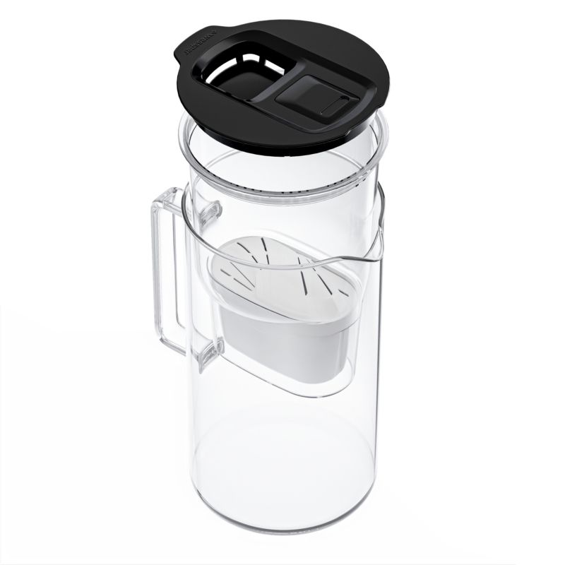 Dzbanek filtrujący wodę, Wessper D4 BOROSILICATE, szklany, licznik LED, 2 l, zestaw z 1 filtrem Aquamax, czarny, 2szt
