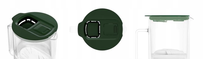 Dzbanek filtrujący wodę, Wessper D4 BOROSILICATE, szklany, licznik LED, 2 l, zestaw z 6 filtrami Aquamax, zielony, 7szt