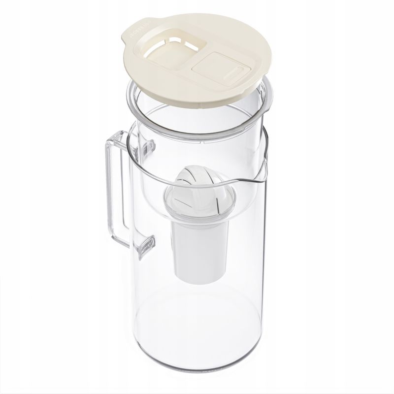 Dzbanek filtrujący wodę, Wessper D4 BOROSILICATE, szklany, z licznikiem LED, 2 l, zestaw z 1 filtrem wody, beżowy, 2szt