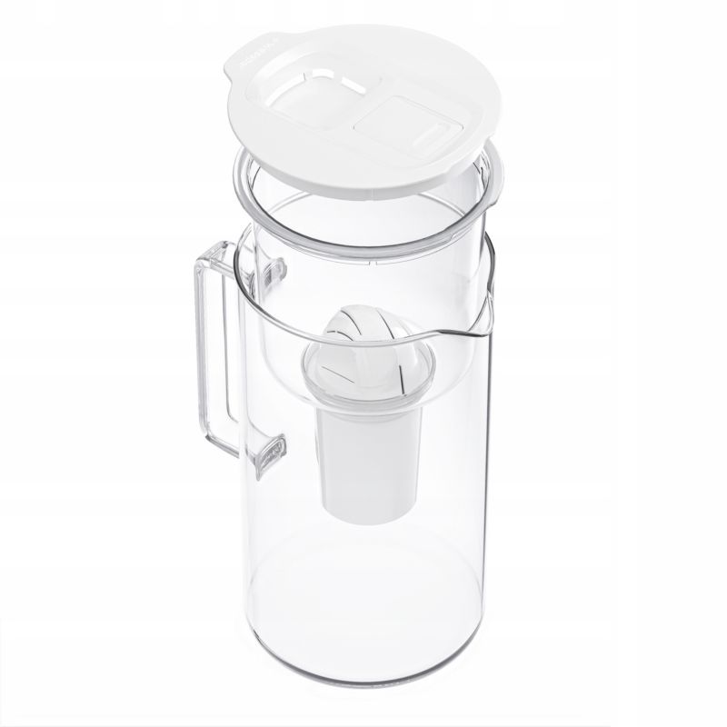 Dzbanek filtrujący wodę, Wessper D4 BOROSILICATE, szklany, z licznikiem LED, 2 l, zestaw z 1 filtrem wody, biały, 2szt