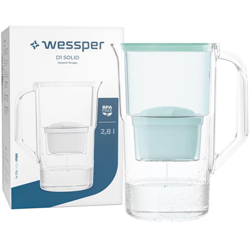 Dzbanek filtrujacy wodę, Wessper, 2.8L, miętowy + filtr wody Wessper AquaMax, 1szt