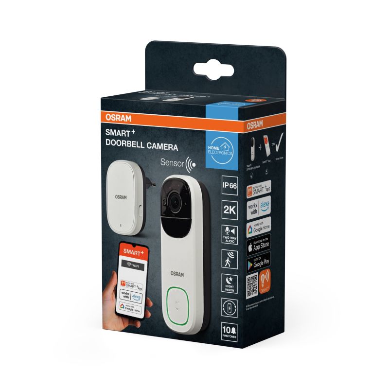 Dzwonek do Drzwi Osram Inteligentny IP66 z Czujnikiem Ruchu i Kamerą Smart+ Wifi 1 szt.