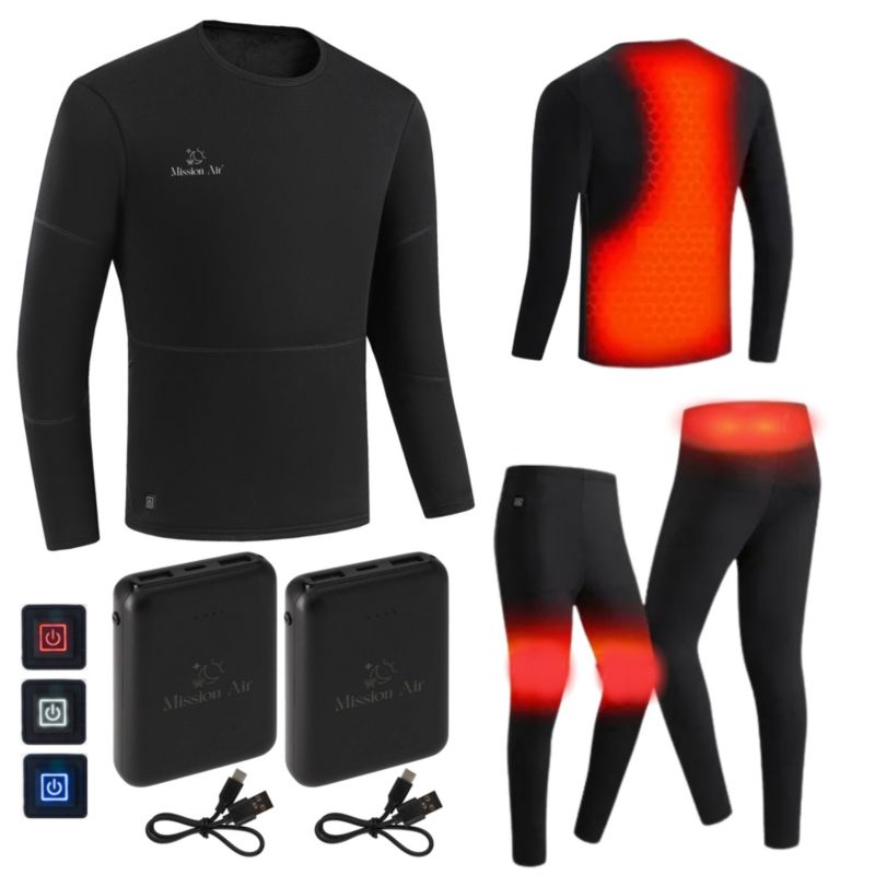 E-underwear Mission Air odzież męska termoaktywna podgrzewana zestaw roz.M + powerbank 1szt