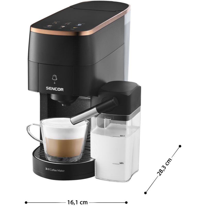 Ekspres Do Kawy Kapsułkowy 3w1 Sencor SCC 3000BK 1450W Nespresso Dolce Gusto 1szt
