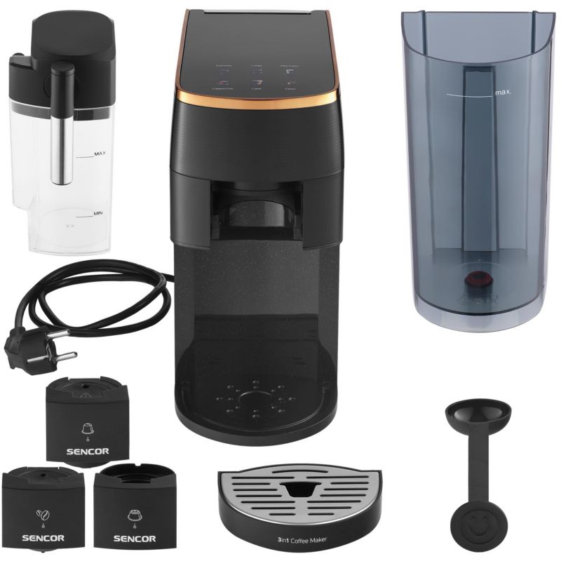 Ekspres Do Kawy Kapsułkowy 3w1 Sencor SCC 3000BK 1450W Nespresso Dolce Gusto 1szt