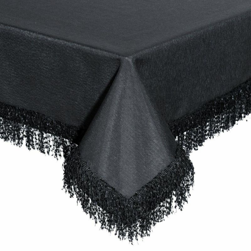 Elegancki obrus JASPER Eurofirany 140 x 220 cm czarny z frędzelkami 1 szt.