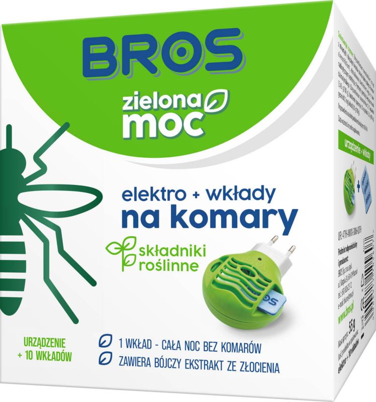Elektrofumigator Bros Zielona Moc na komary z 10 wkładami
