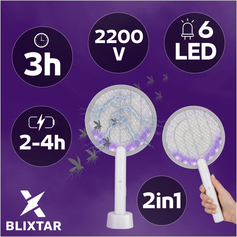 Elektryczna łapka na komary 2W1 Blixtar B-EZO-SWATTER Lampa LED Owadobójcza