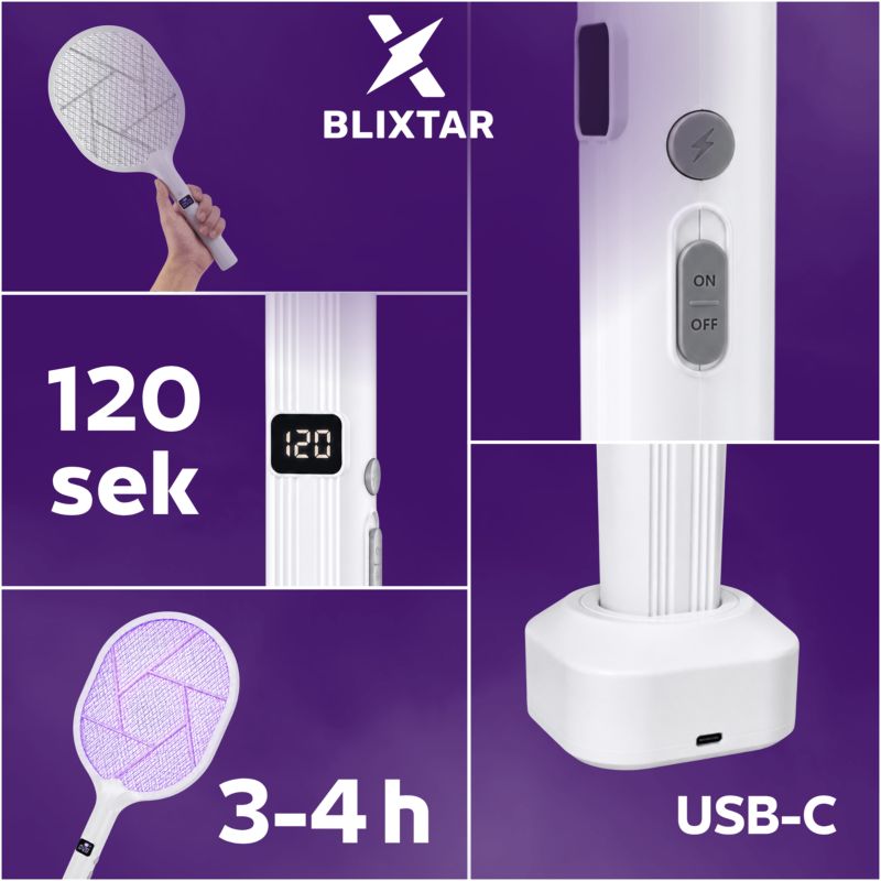 Elektryczna łapka na komary 2W1 Blixtar B-EZO-SWATTER-PRO Lampa LED Owadobójcza