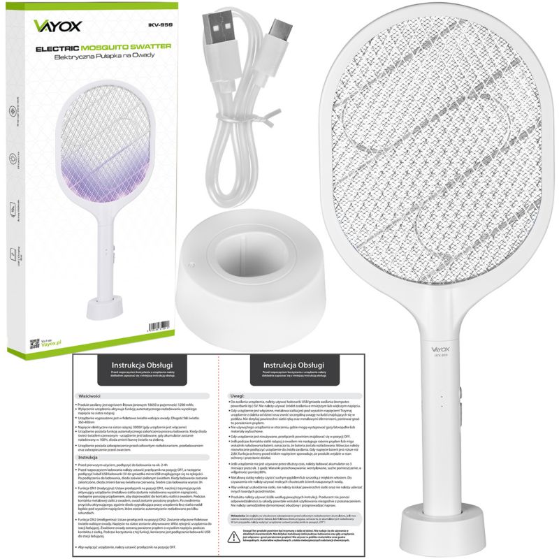 Elektryczna łapka owadobójcza Vayox IKV-959 na muchy komary USB 1 szt.