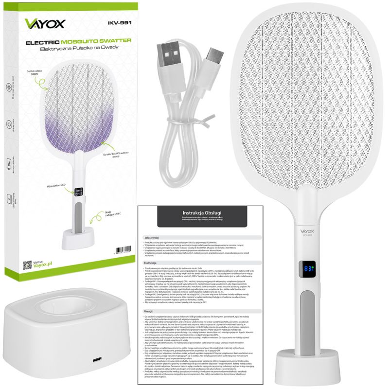 Elektryczna łapka owadobójcza Vayox IKV-991 na muchy komary USB 1 szt.