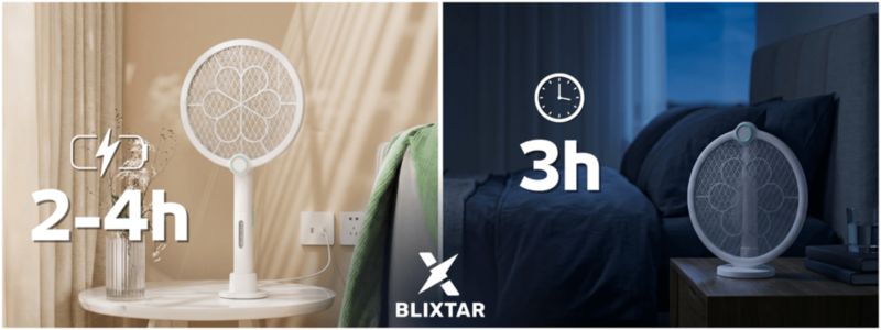 Elektryczna składana łapka na komary 2W1 Blixtar B-EZO-SWATTER-FLIP Lampa LED Owadobójcza