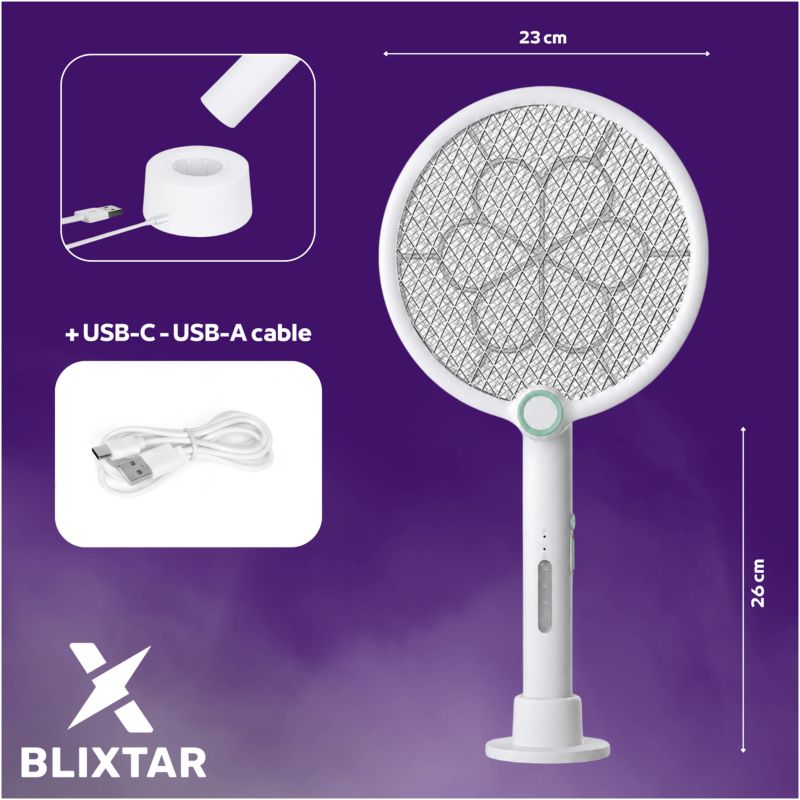 Elektryczna składana łapka na komary 2W1 Blixtar B-EZO-SWATTER-FLIP Lampa LED Owadobójcza
