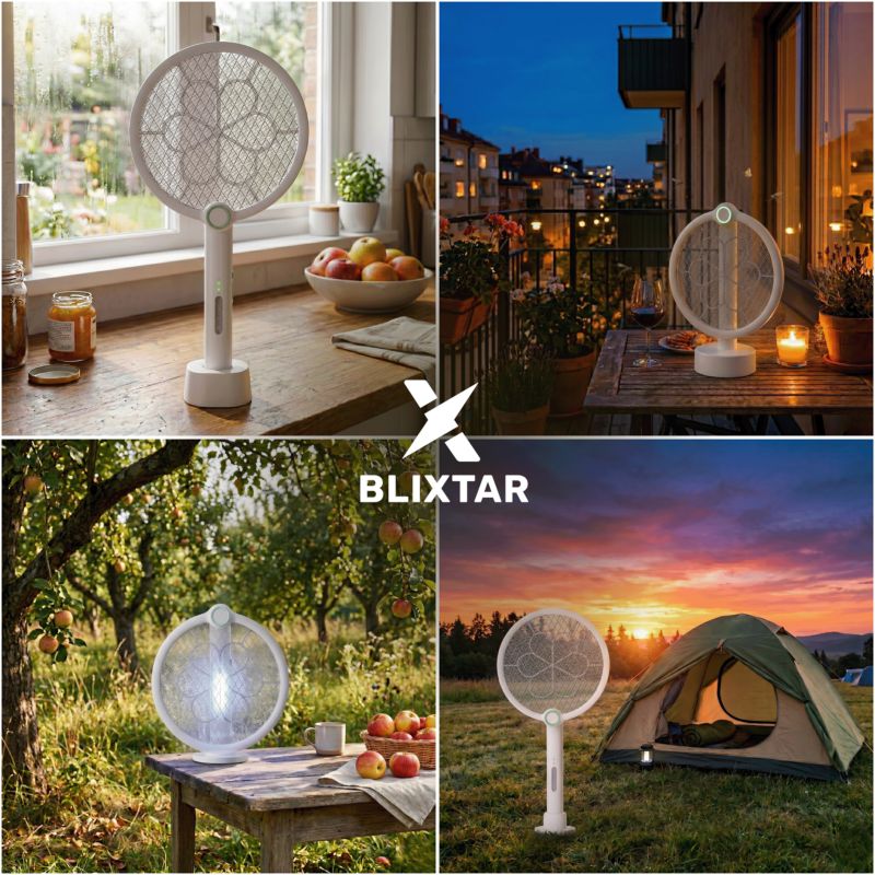 Elektryczna składana łapka na komary 2W1 Blixtar B-EZO-SWATTER-FLIP Lampa LED Owadobójcza