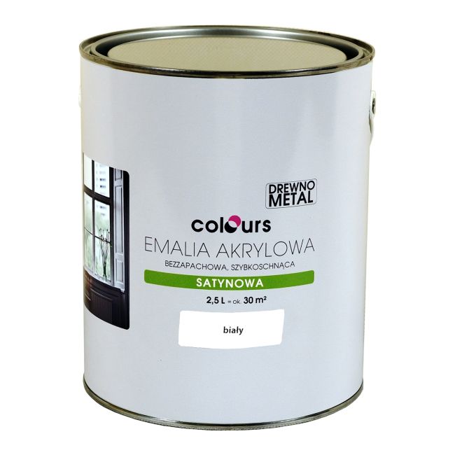 Emalia akrylowa Colours biała 2,5 l