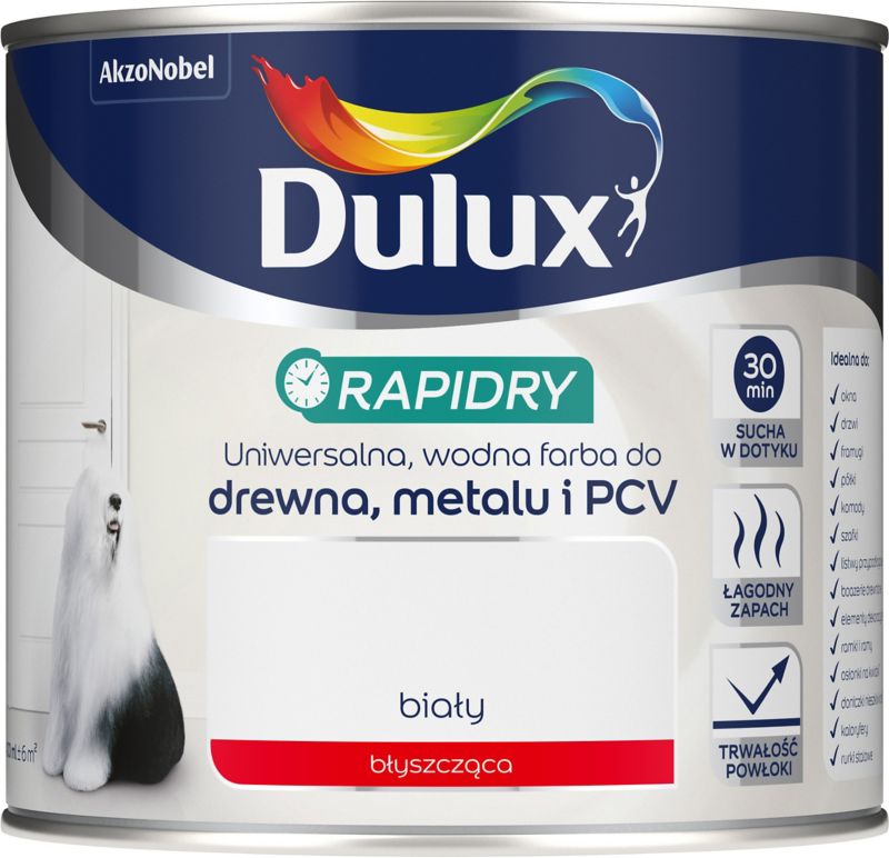 Emalia akrylowa Dulux Rapidry biała błyszcząca 0,4 l
