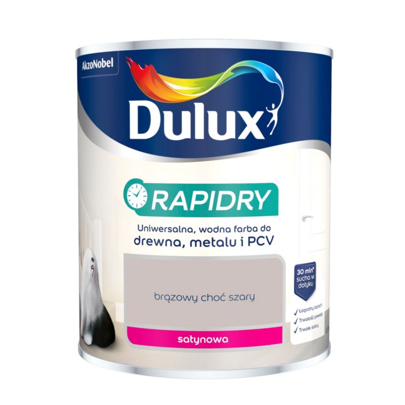 Emalia akrylowa Dulux Rapidry brąz choć szary satyna 0,75 l