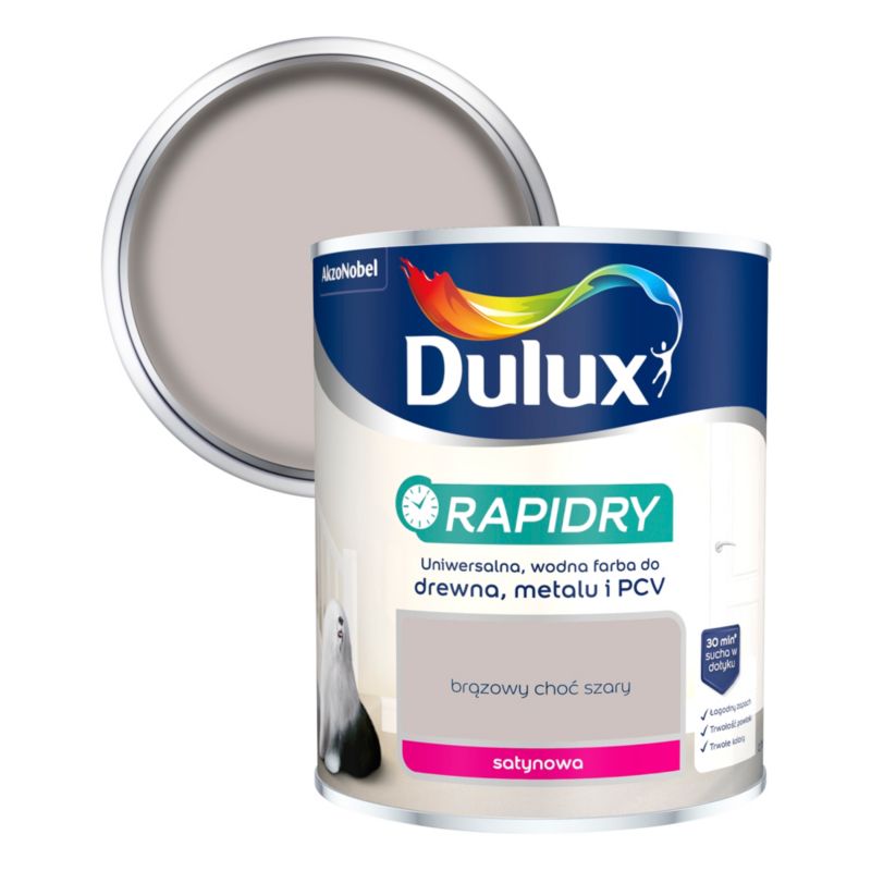 Emalia akrylowa Dulux Rapidry brąz choć szary satyna 0,75 l